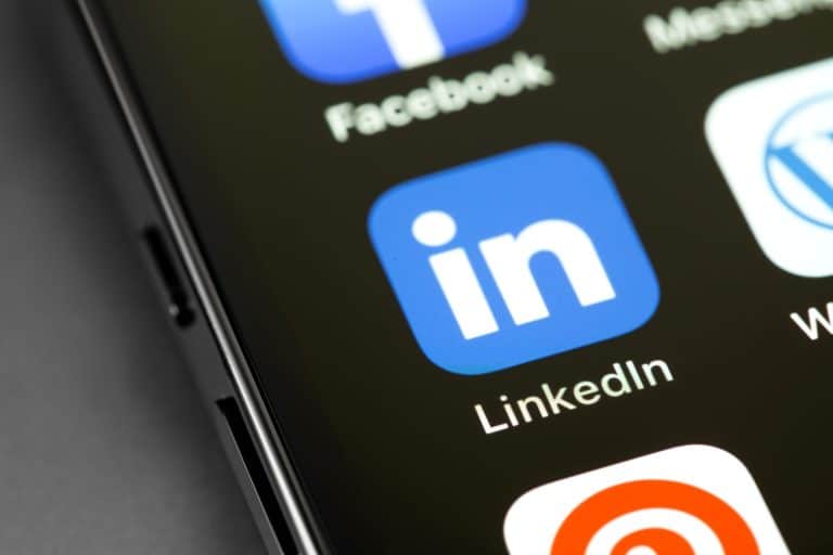 LinkedIn icon on mobile phone
