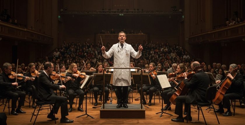 Doctor conducting orchestra